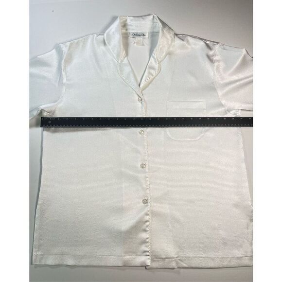 Vintage Christian Dior Women's Button Luxury Sleep Shirt Size Extra Large White - Picture 6 of 8